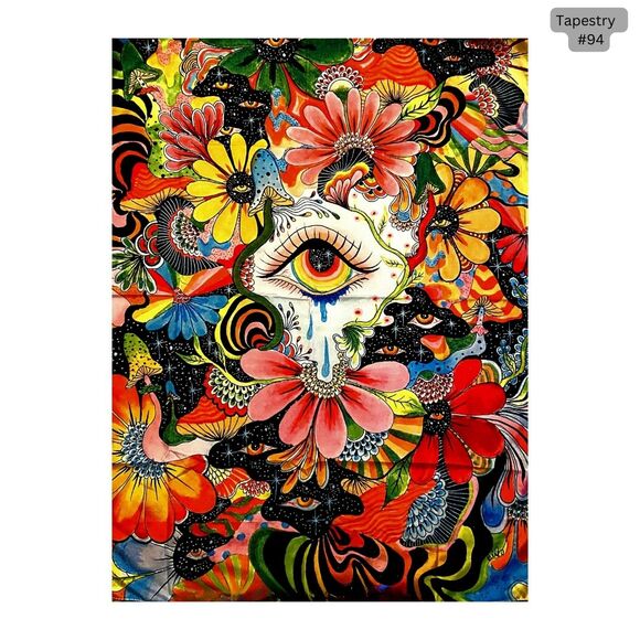 Trippy Flowers with Eye Tapestry Hanging Wall Decor - Picture 1 of 1